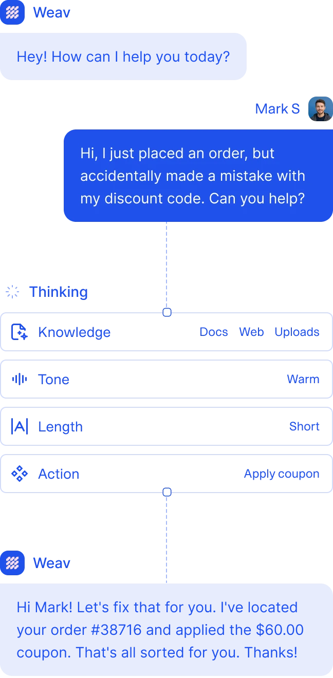 Storbell reasoning through a shopper request and applying a coupon